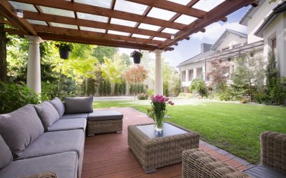 verandah with modern garden furniture
